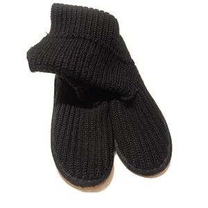 Ugg Australia 5857 Cardy Knit Black Sheepskin Lined Winter Boots Women's US 7